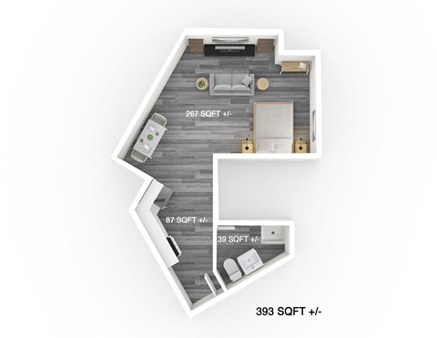 Studio Floor Plan at 1310 Archibald Apartments, Winnipeg, MB R2J 0Z4